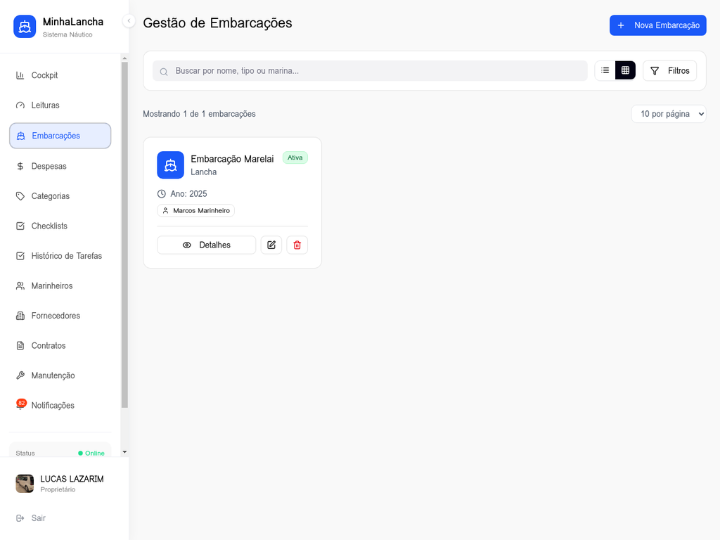 Gestão de Embarcações